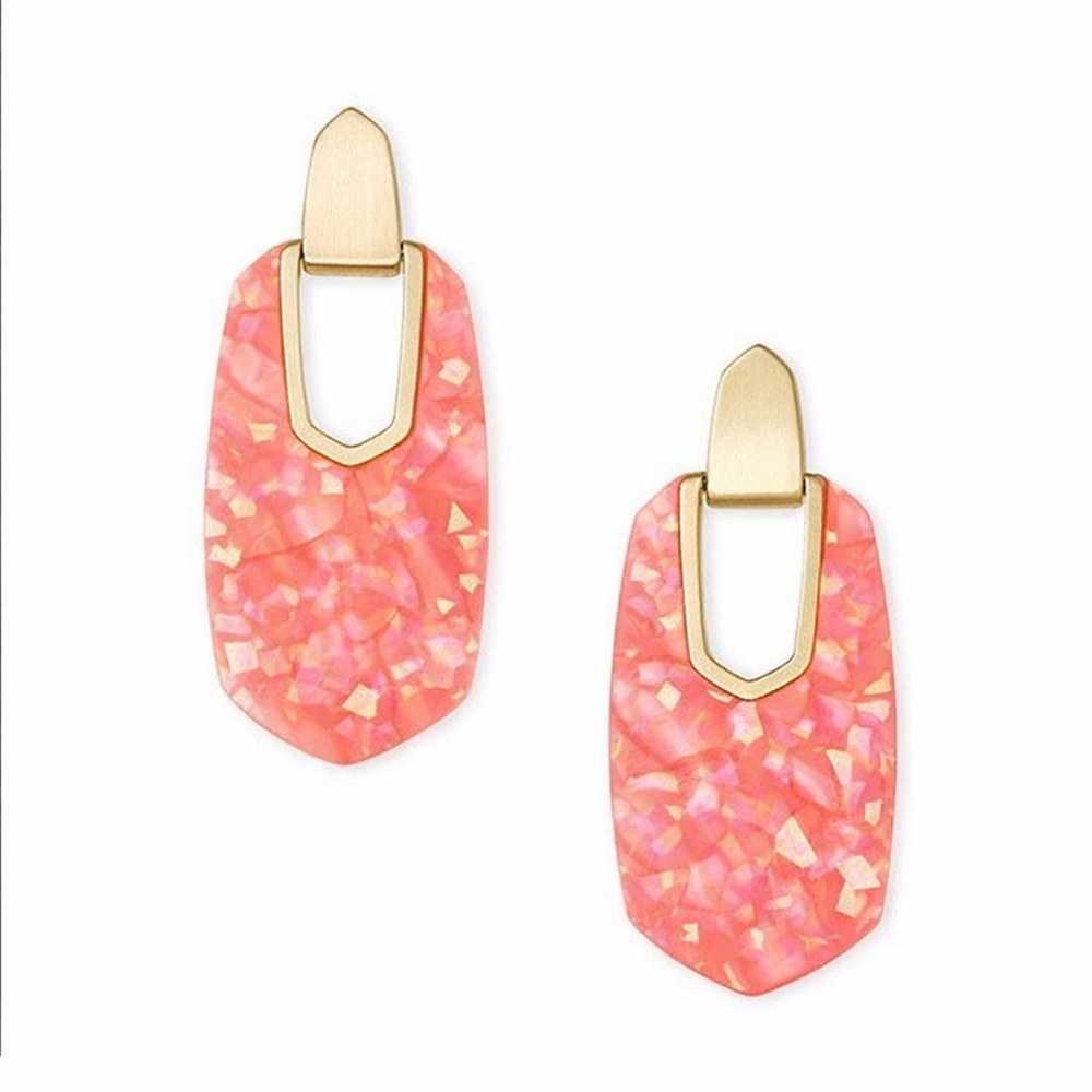 Kendra Scott Kailyn Gold Drop Earrings in Iridescent Coral